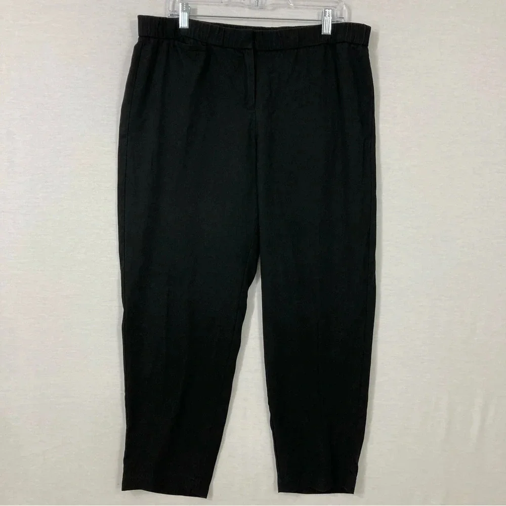 Eileen Fisher Black Soft Lyocell Crop Pants size Large‎
